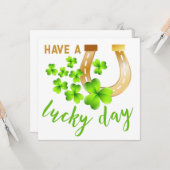 ラッキーデー // シャムロック セントパトリックデー カード (正面/裏面インサイチュ)