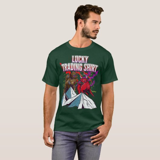 ラッキートレーディングフォーレックスT株市場ギフトブル Tシャツ (正面フル)