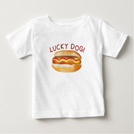 ラッキードッグホットドッグ誕生日ベビーTシャツ – かわいいCoo ベビーTシャツ