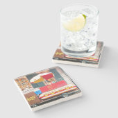 ラッキードーズ、ラッキードッグのコースター、ニューオーリンズ。 ストーンコースター (横)