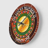 ラッキーナンバー付きカジノルーレットホイール ラージ壁時計 (傾斜)