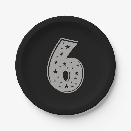 ラッキーナンバー6ハッピーバースデー ペーパープレート (正面)