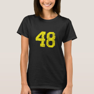 ラッキーナンバー#48イエローヴィンテージスポーツプレーヤーファン Tシャツ