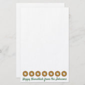 ラッキーハッピーハヌカーハヌカー(ユダヤ教の祭り)ユダヤ教の休日 便箋 (正面/裏面)