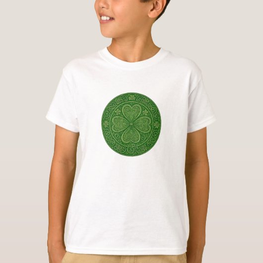 ラッキーハーモニー:ケルトの四葉マンダラ Tシャツ (正面)