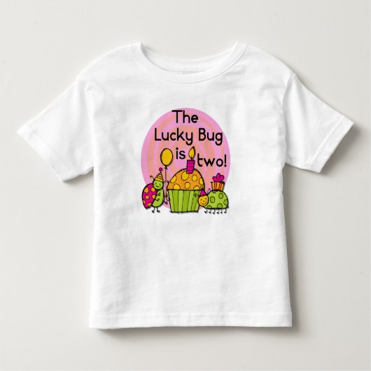 ラッキーバグカップケーキ2nd誕生日Tシャツとプレゼント トドラーTシャツ (正面)