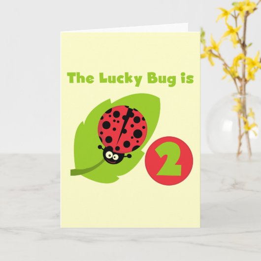 ラッキーバグ2回目の誕生日Tシャツとギフト カード (黄色い花)