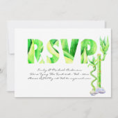 ラッキーバンブーウェディングRSVPグリーンホワイトフレッシュ 招待状 (正面)