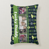 「ラッキーパパ」シャムロッククローバーパターンブルー写真 アクセントクッション (正面(垂直))