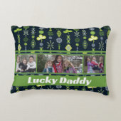「ラッキーパパ」シャムロッククローバーパターンブルー写真 アクセントクッション (裏面)