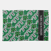 ラッキーパーソナライズされたアイリッシュクローバー付きキッチンタオル キッチンタオル (横)