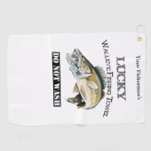 ラッキーパーソナライズされたウォレー魚釣りタオル ゴルフタオル (横)