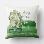 ラッキーパーソナライズされたシャムロッククローバーウォーター色 クッション (裏面)