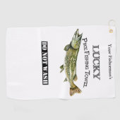 ラッキーパーソナライズされたパイク魚釣りタオル ゴルフタオル (横)