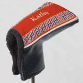 ラッキーパーソナライズされたブルー8輪麻雀タイル ゴルフヘッドカバー (3/4 正面)