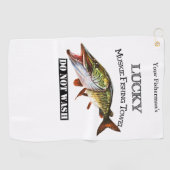 ラッキーパーソナライズされたムスキー魚釣りタオル ゴルフタオル (横)