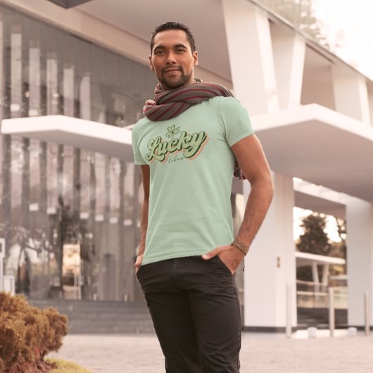 ラッキービベスレトロタイポグラフィセントパトリックデザイン トライブレンドTシャツ