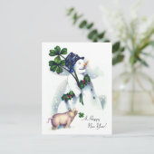 ラッキーピグとお正月雪だるま シーズンポストカード (スタンド正面)