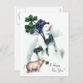 ラッキーピグとお正月雪だるま シーズンポストカード (正面/裏面)