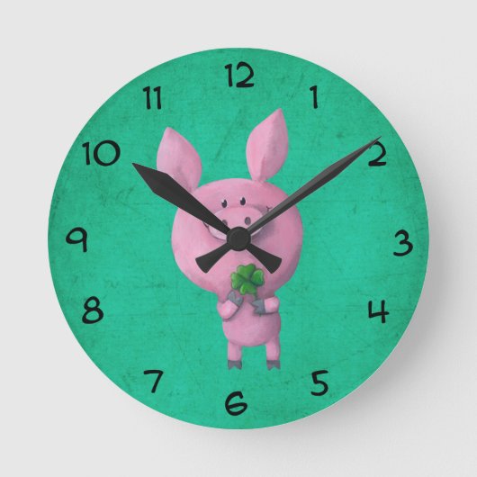 ラッキーピグ四葉クローバー ラウンド壁時計 (正面)