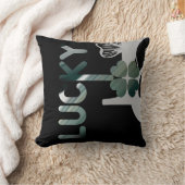 ラッキーピロー抽象芸術トレンドインテリアデコールブラック クッション (ブランケット)