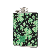 ラッキーフォーリーフクローバーセントパトリックギフトモノグラム フラスク (左)