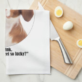 ラッキーブリタニースパニエル犬 キッチンタオル (四つ折り)