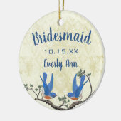 ラッキーブルーバードフローラヴィンテージラブバードブライドメイド セラミックオーナメント (左)