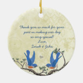 ラッキーブルーバードフローラヴィンテージラブバードブライドメイド セラミックオーナメント (裏面)