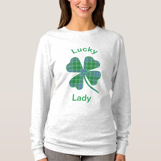 ラッキーペイズリークローバーの四つ葉のクローバー Tシャツ (正面)