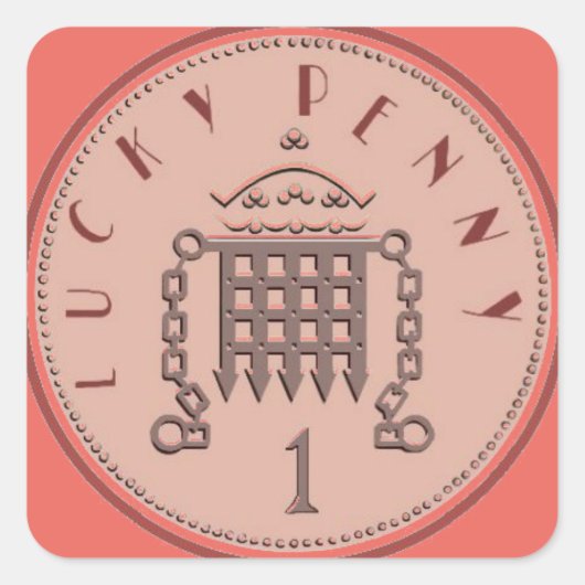 ラッキーペニーステッカー スクエアシール (正面)