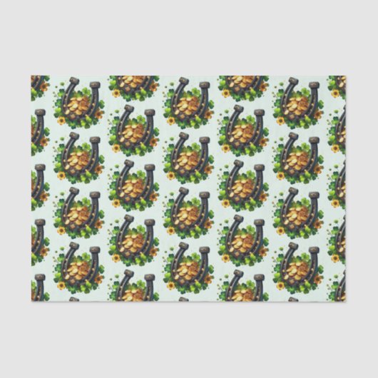 ラッキーホースシューと金ゴールドコインのパターン 薄葉紙 (正面)