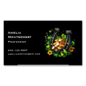 ラッキーホースシューと金ゴールドコイン聖パトリックの日 マグネット名刺 (正面)