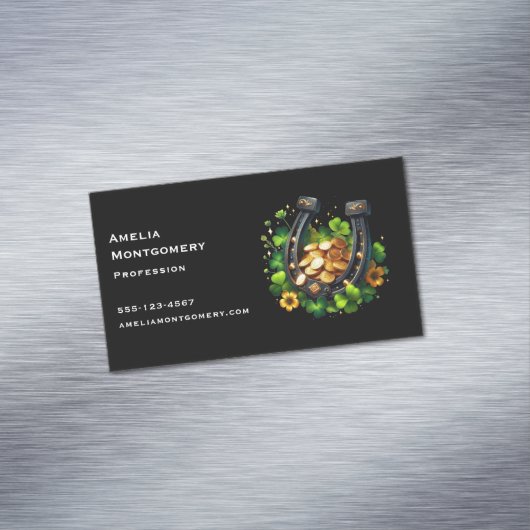 ラッキーホースシューと金ゴールドコイン聖パトリックの日 マグネット名刺 (インサイチュ)