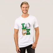 ラッキーホースシューグリーン金ゴールドSt patricks day トライブレンドＴシャツ (正面全面)