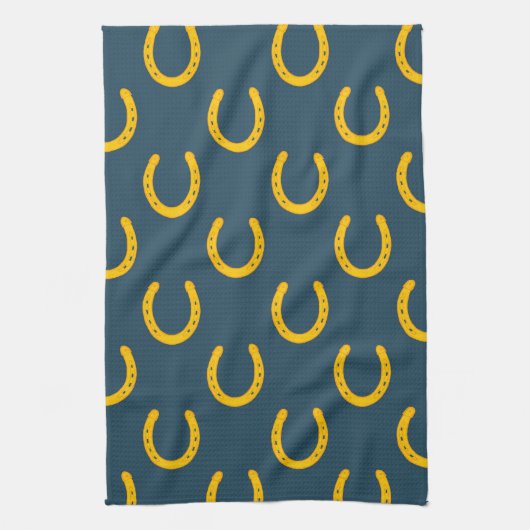 ラッキーホースシューズティール(緑がかった色)柄キッチンタオル キッチンタオル (縦)