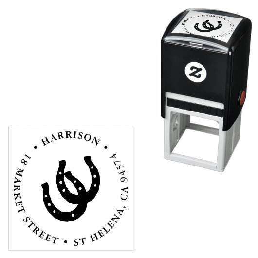 ラッキーホースシューズラウンド差出人住所 セルフインキングスタンプ (インサイチュ)
