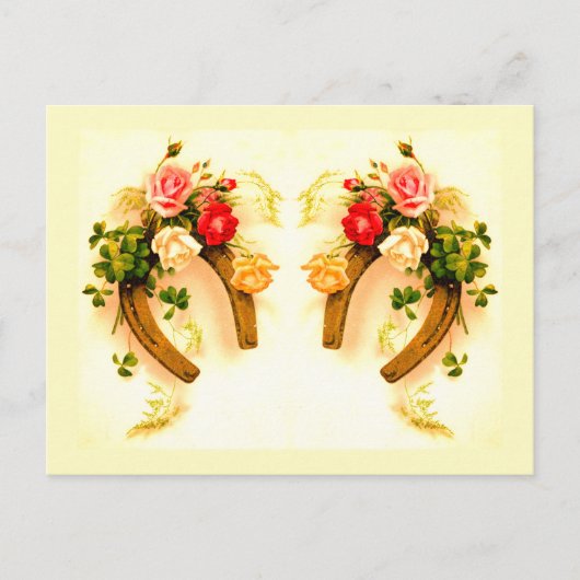 ラッキーホースシューズヴィンテージアート ポストカード (正面)