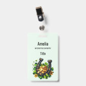 ラッキーホースシューズ金ゴールドコインとクローバー バッジ (クリップ付き表面)