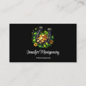 ラッキーホースシューズ金ゴールドコインとクローバー 名刺 (正面)