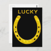 ラッキーホースシューズ金ゴールド ポストカード (正面/裏面)