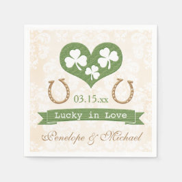 ラッキーホースシューズ&シャムロ結婚ック スタンダードカクテルナプキン