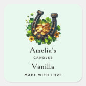 ラッキーホースシューズ&金ゴールドコインキャンドルビジネス スクエアシール (正面)