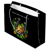 ラッキーホースシューズ&金ゴールドコイン誕生日 ラージペーパーバッグ (裏面アングル)