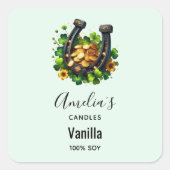 ラッキーホースシューズ&金ゴールドコイン – キャンドルビジネス スクエアシール (正面)