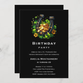 ラッキーホースシューセントパトリックの日誕生日 招待状 (正面/裏面)