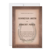 ラッキーホースシューブラウンレザー結婚式招待状