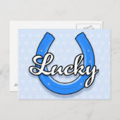 ラッキーホースシューポストカード(青) ポストカード (正面/裏面)