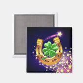 ラッキーホースシュー4リーフクローバー射撃、 発砲スタープル マグネット (正面/裏面)