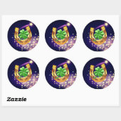 ラッキーホースシュー4葉クローバー射撃、 発砲スターパープル ラウンドシール (シート)